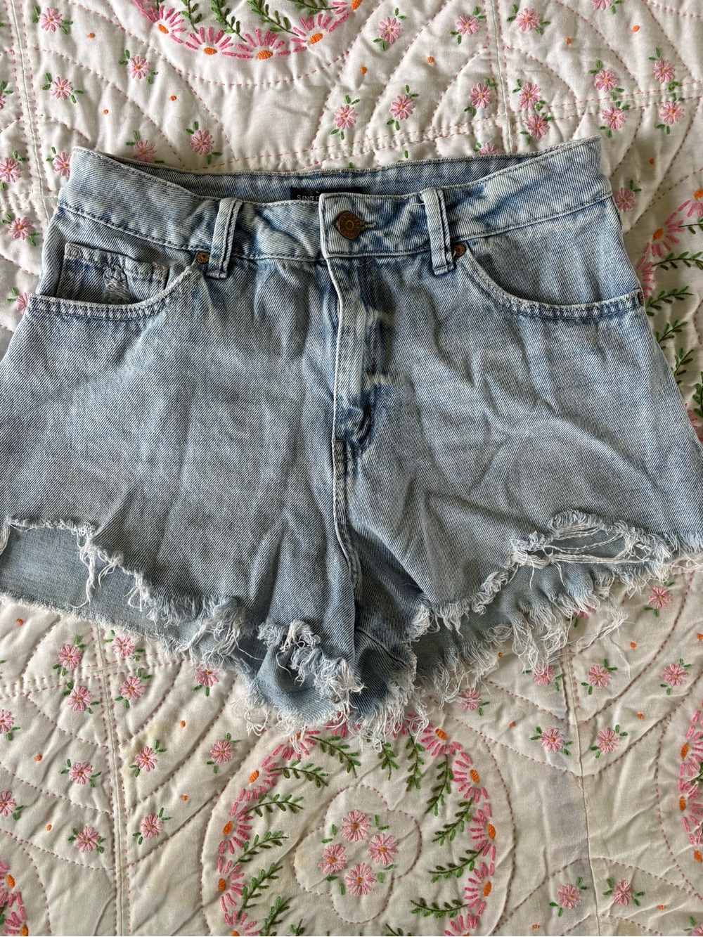 Sincerely Jules Light Blue Distressed Denim Shorts